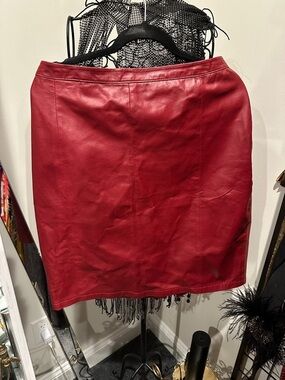Jessica London Women’s Red Leather Pencil Skirt size 12